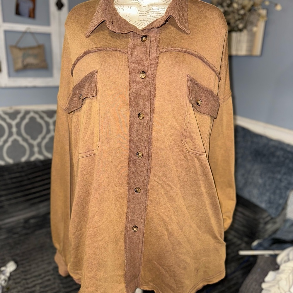 Women’s POL Brown Button-Up